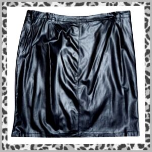NEMA AVENUE ☆ BLACK ☆ VEGAN LEATHER SKIRT ☆ 4x ☆ NWT
